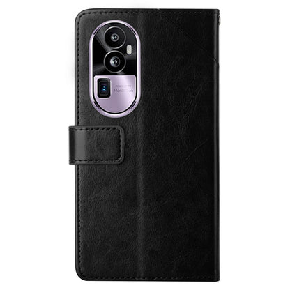 HT01 For Oppo Reno10 Pro+ 5G Y-shaped Line Imprinting Phone Stand Cover PU Leather Case Wallet
