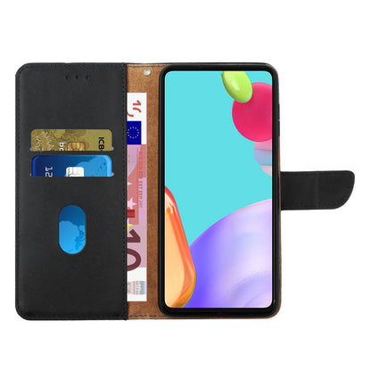 HT02 Genuine Cow Leather Phone Case for Oppo Reno10 Pro+ 5G , Nappa Texture Wallet Stand Cover