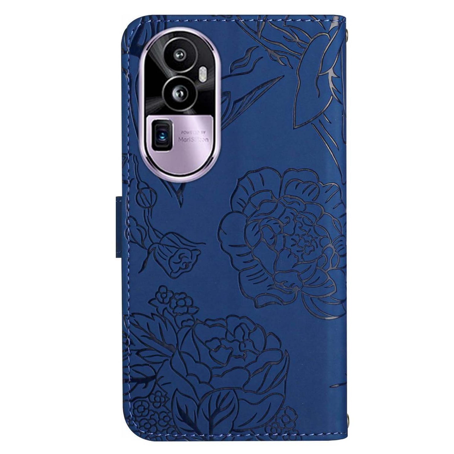 HT03 Skin-touch Feeling Phone Case for Oppo Reno10 Pro+ 5G Wallet Leather Butterfly Flowers Imprinted Stand Cover