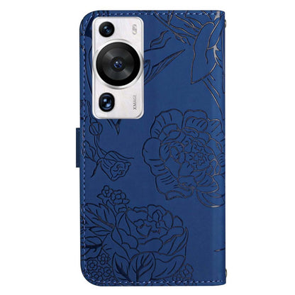 HT03 Phone Case for Huawei P60 / P60 Pro Wallet PU Leather Stand Butterfly Flowers Imprinted Cover with Shoulder Strap