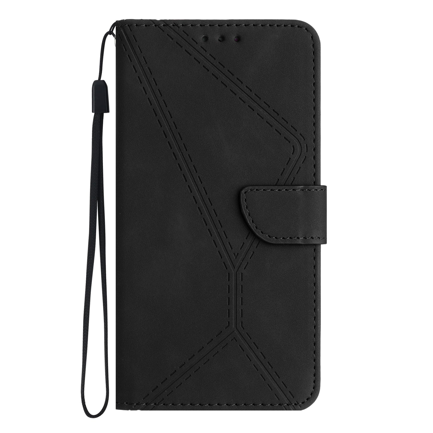 HT05 For Huawei P60 Pro / P60 Skin-Touch Feeling Phone Case PU Leather Stand Wallet Imprinted Line Phone Cover