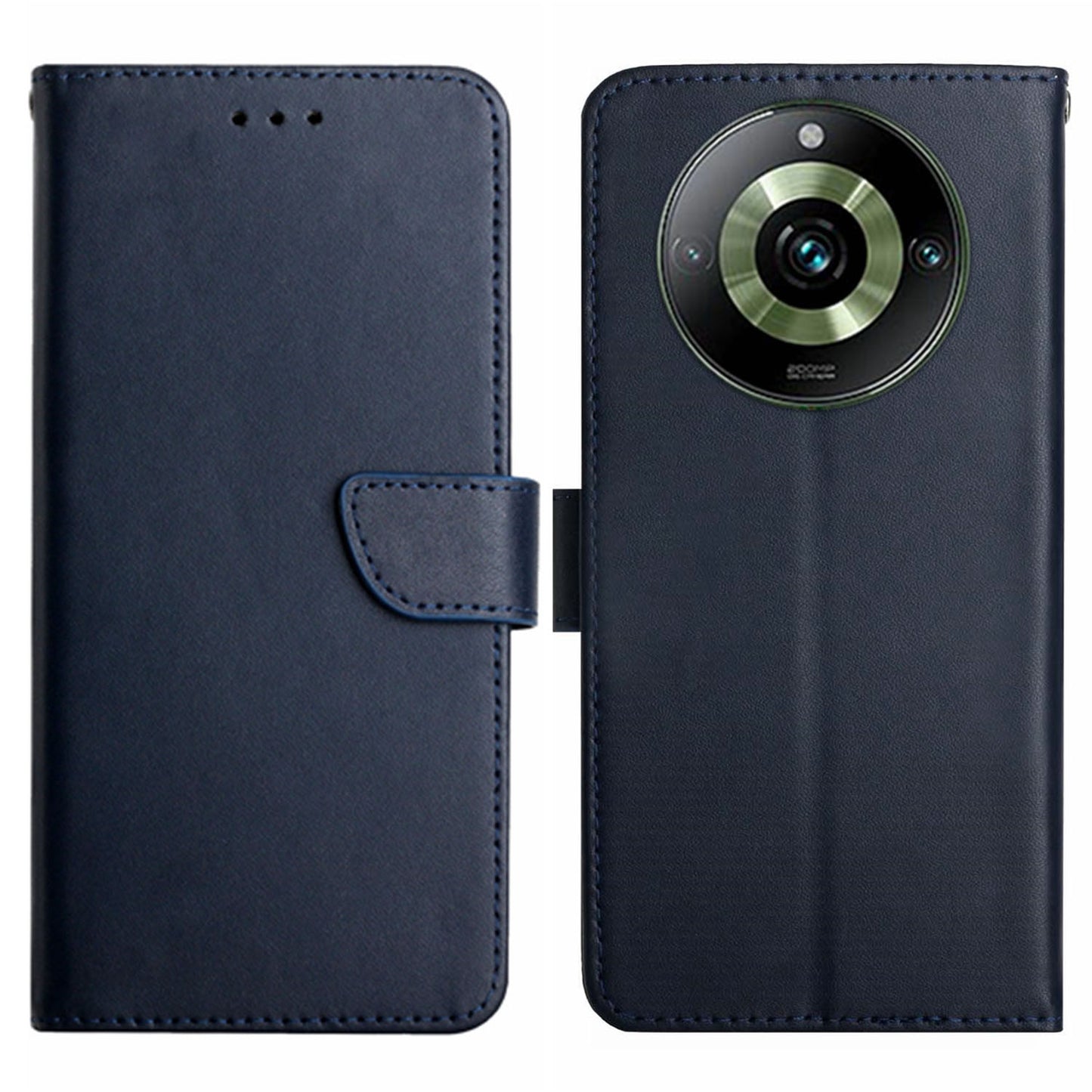 HT02 For Realme 11 Pro+ 5G / 11 Pro 5G Anti-Dust Genuine Cow Leather Phone Case Nappa Texture Stand Wallet Cover