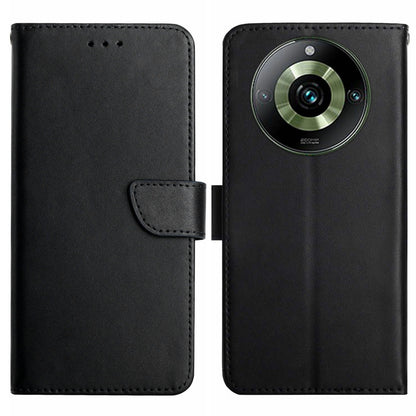 HT02 For Realme 11 Pro+ 5G / 11 Pro 5G Anti-Dust Genuine Cow Leather Phone Case Nappa Texture Stand Wallet Cover