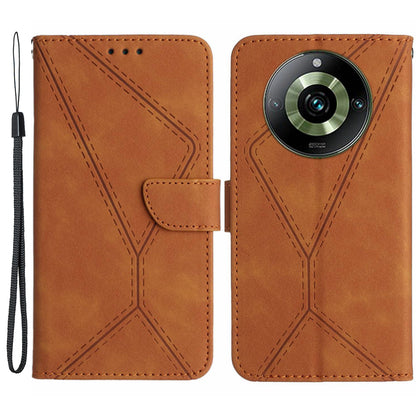 HT05 For Realme 11 Pro+ 5G / 11 Pro 5G Flip Leather Cover Skin-touch Feeling Imprinted Line Phone Case Stand Wallet