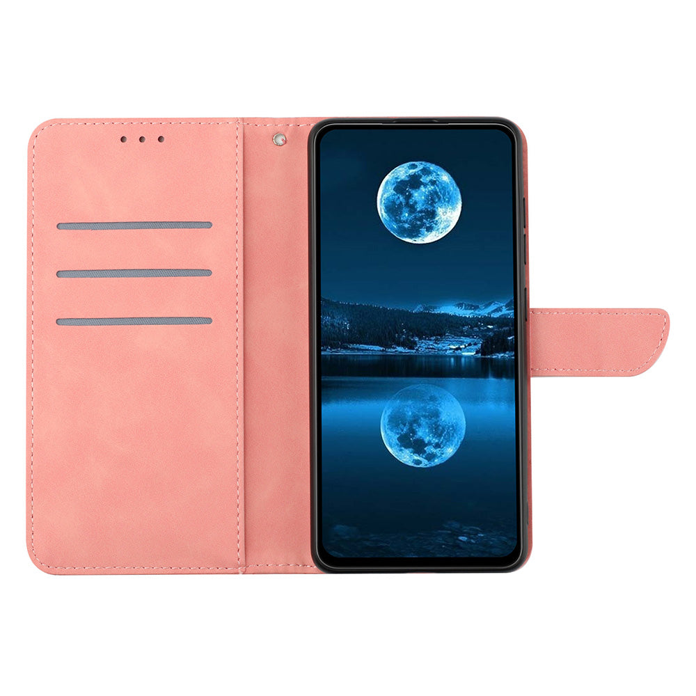 HT05 For Realme 11 Pro+ 5G / 11 Pro 5G Flip Leather Cover Skin-touch Feeling Imprinted Line Phone Case Stand Wallet