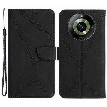 HT05 For Realme 11 Pro+ 5G / 11 Pro 5G Flip Leather Cover Skin-touch Feeling Imprinted Line Phone Case Stand Wallet