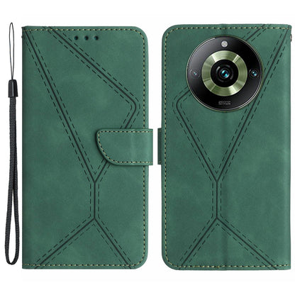 HT05 For Realme 11 Pro+ 5G / 11 Pro 5G Flip Leather Cover Skin-touch Feeling Imprinted Line Phone Case Stand Wallet