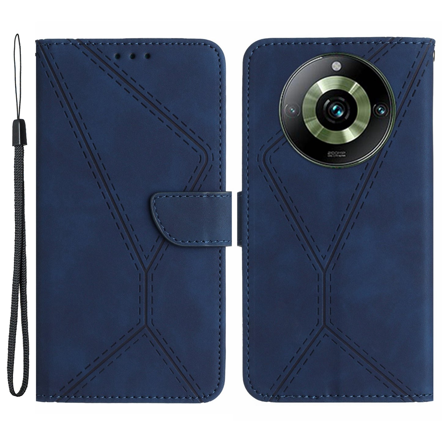 HT05 For Realme 11 Pro+ 5G / 11 Pro 5G Flip Leather Cover Skin-touch Feeling Imprinted Line Phone Case Stand Wallet