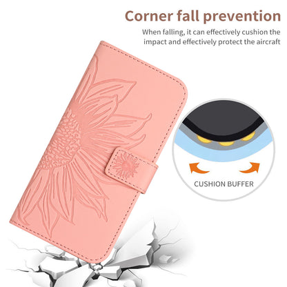 HT04 For Realme 11 Pro 5G / 11 Pro+ 5G Phone Case Sunflower Pattern Leather Wallet Stand Shell with Shoulder Strap