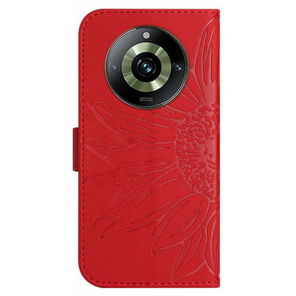 HT04 For Realme 11 Pro 5G / 11 Pro+ 5G Phone Case Sunflower Pattern Leather Wallet Stand Shell with Shoulder Strap