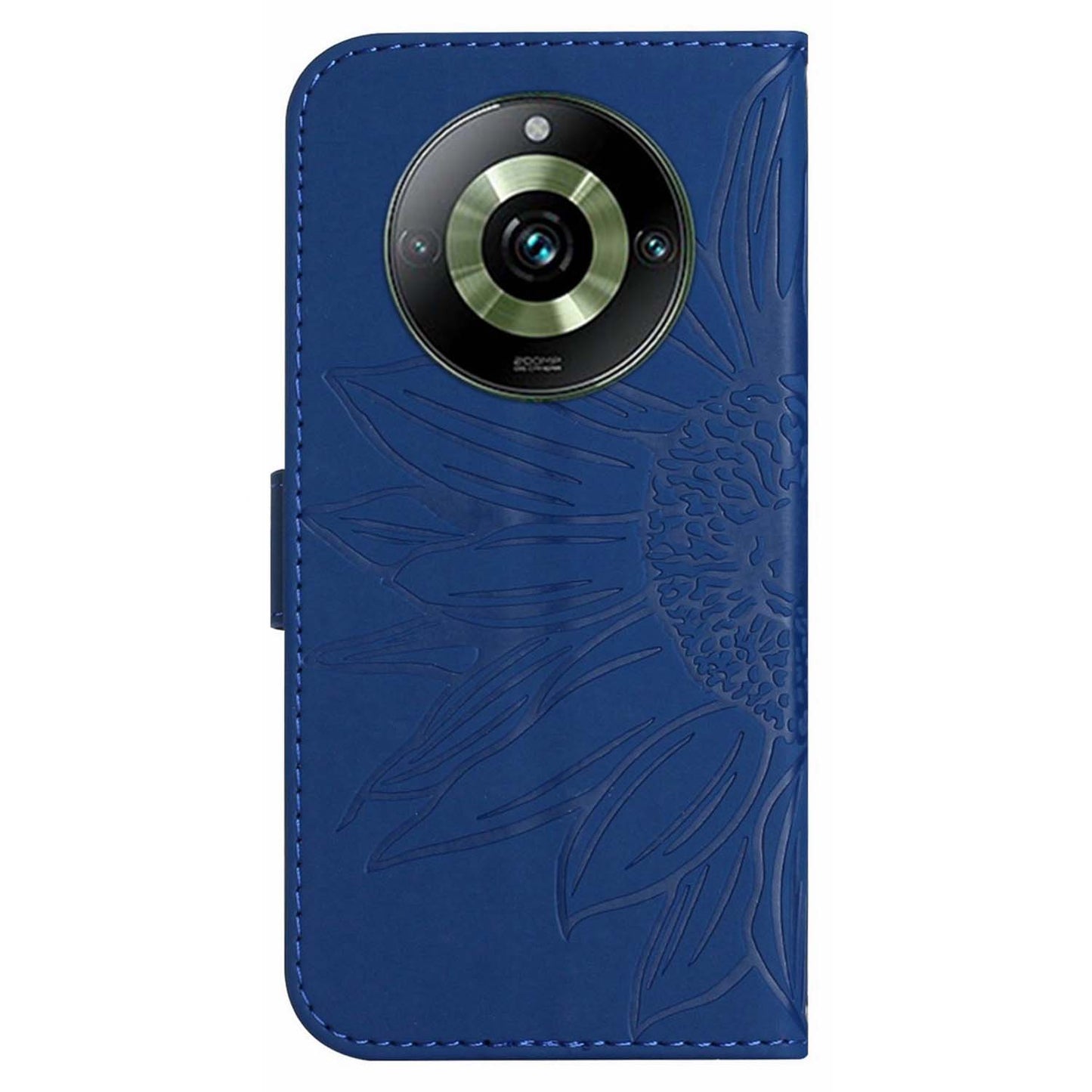 HT04 For Realme 11 Pro 5G / 11 Pro+ 5G Phone Case Sunflower Pattern Leather Wallet Stand Shell with Shoulder Strap