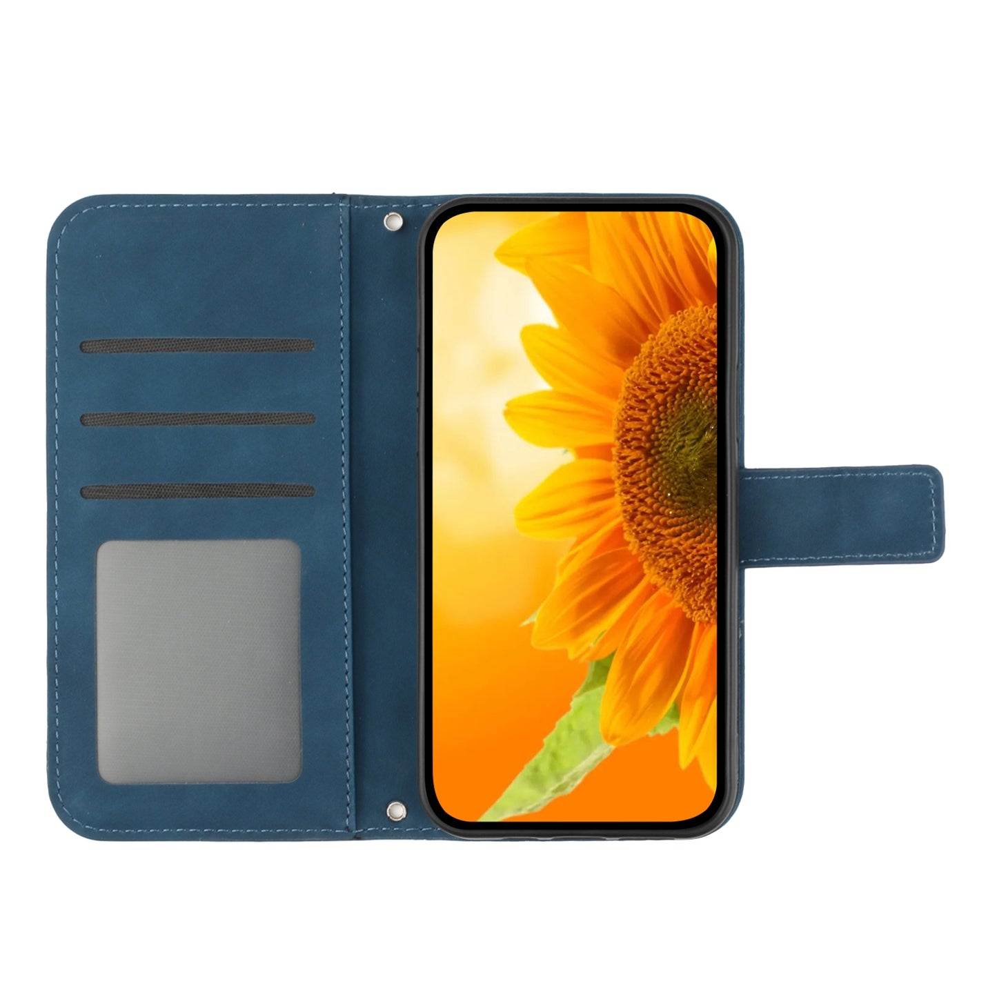 HT04 For Realme 11 Pro 5G / 11 Pro+ 5G Phone Case Sunflower Pattern Leather Wallet Stand Shell with Shoulder Strap
