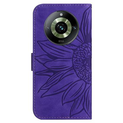 HT04 For Realme 11 Pro 5G / 11 Pro+ 5G Phone Case Sunflower Pattern Leather Wallet Stand Shell with Shoulder Strap