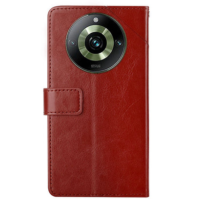 HT01 For Realme 11 Pro+ 5G / 11 Pro 5G Wallet Y-shaped Line PU Leather Smartphone Shell Case Imprinting Phone Stand Cover