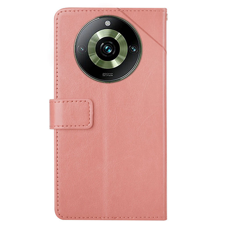 HT01 For Realme 11 Pro+ 5G / 11 Pro 5G Wallet Y-shaped Line PU Leather Smartphone Shell Case Imprinting Phone Stand Cover