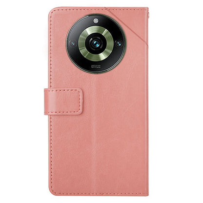 HT01 For Realme 11 Pro+ 5G / 11 Pro 5G Wallet Y-shaped Line PU Leather Smartphone Shell Case Imprinting Phone Stand Cover