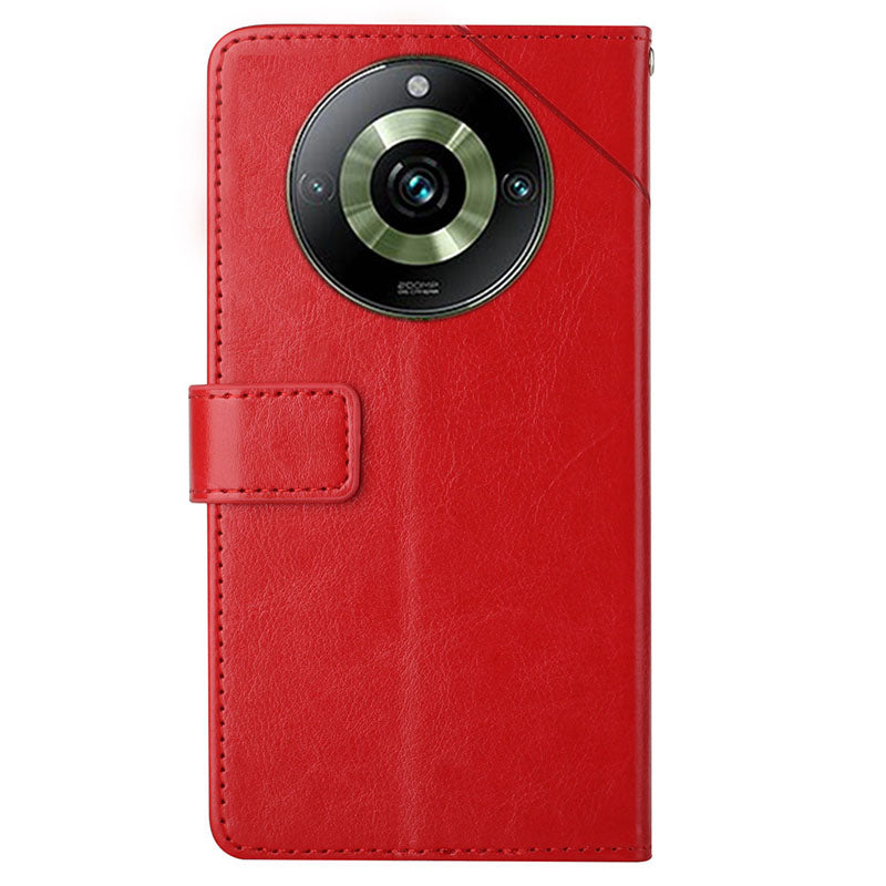 HT01 For Realme 11 Pro+ 5G / 11 Pro 5G Wallet Y-shaped Line PU Leather Smartphone Shell Case Imprinting Phone Stand Cover