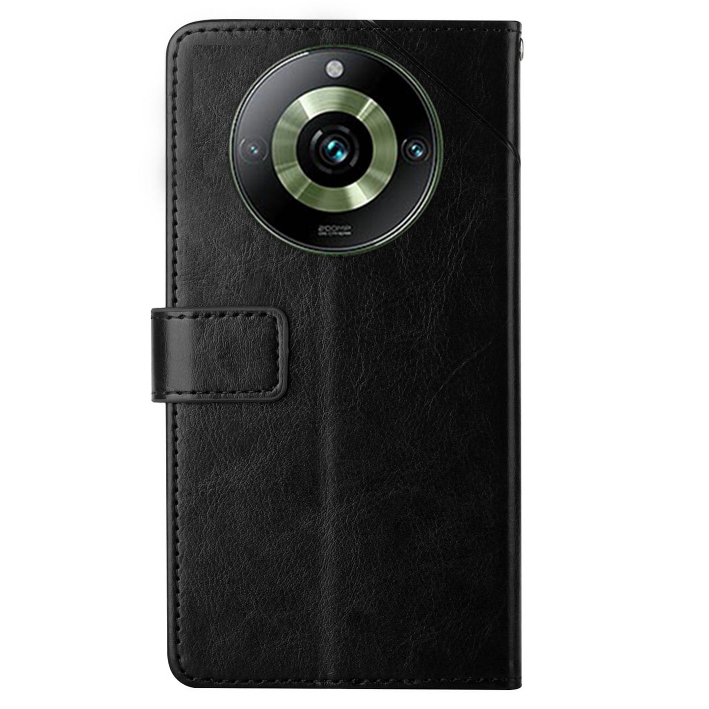 HT01 For Realme 11 Pro+ 5G / 11 Pro 5G Wallet Y-shaped Line PU Leather Smartphone Shell Case Imprinting Phone Stand Cover