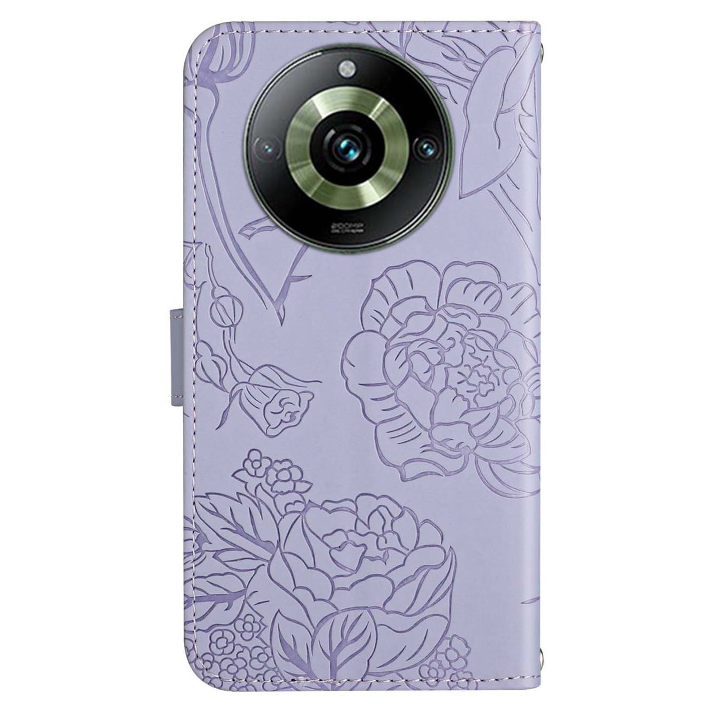 HT03 For Realme 11 Pro 5G / 11 Pro+ 5G Phone Cover PU Leather Wallet Imprinted Flip Stand Case with Shoulder Strap