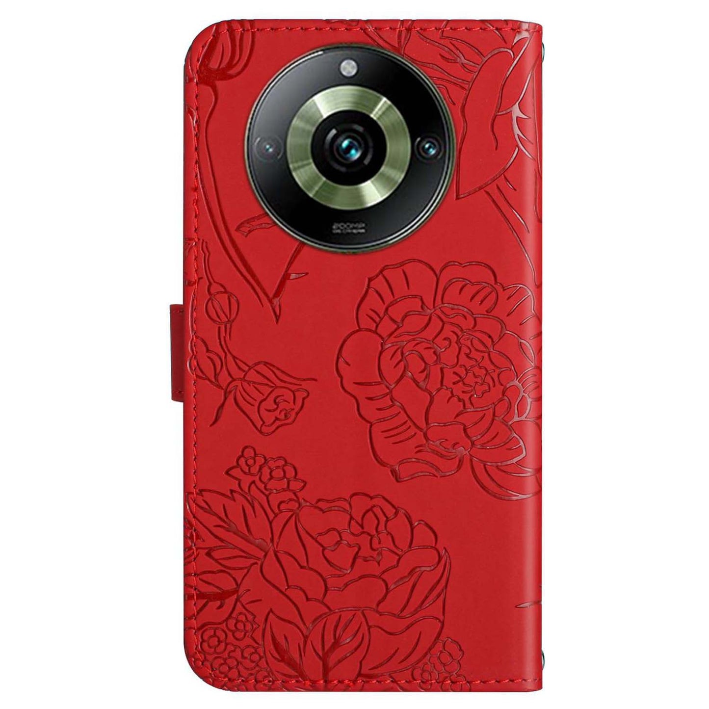 HT03 For Realme 11 Pro 5G / 11 Pro+ 5G Phone Cover PU Leather Wallet Imprinted Flip Stand Case with Shoulder Strap