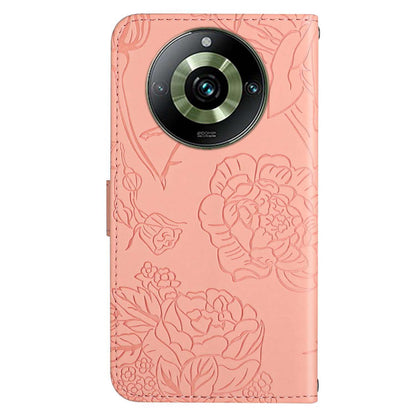 HT03 For Realme 11 Pro 5G / 11 Pro+ 5G Phone Cover PU Leather Wallet Imprinted Flip Stand Case with Shoulder Strap