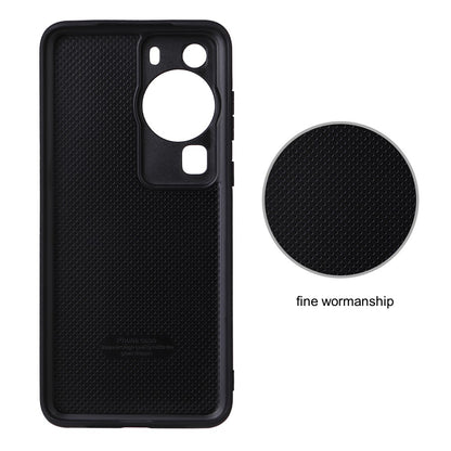 For Huawei P60 Pro Fall Proof Phone Case Textured PU Leather Coated TPU+PC Cover with Kickstand