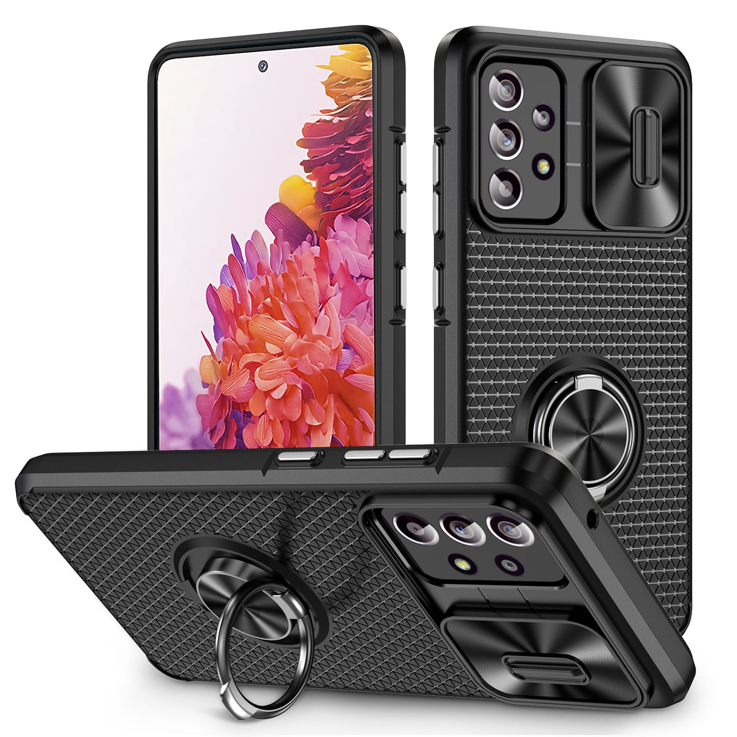 Phone Case for Samsung Galaxy S20 FE 4G / FE 5G / S20 Lite / S20 FE 2022 , Slide Lens Protection PC+TPU Kickstand Cover