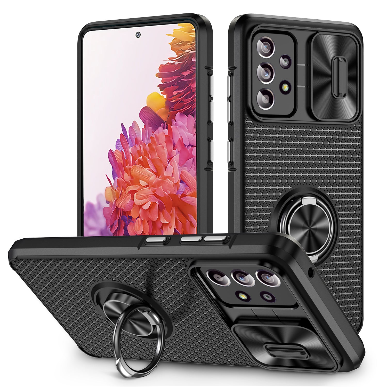 Phone Case for Samsung Galaxy S20 FE 4G / FE 5G / S20 Lite / S20 FE 2022 , Slide Lens Protection PC+TPU Kickstand Cover