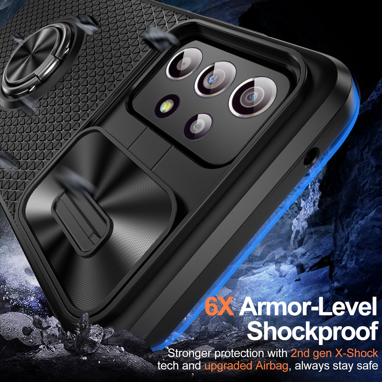 Phone Case for Samsung Galaxy S20 FE 4G / FE 5G / S20 Lite / S20 FE 2022 , Slide Lens Protection PC+TPU Kickstand Cover