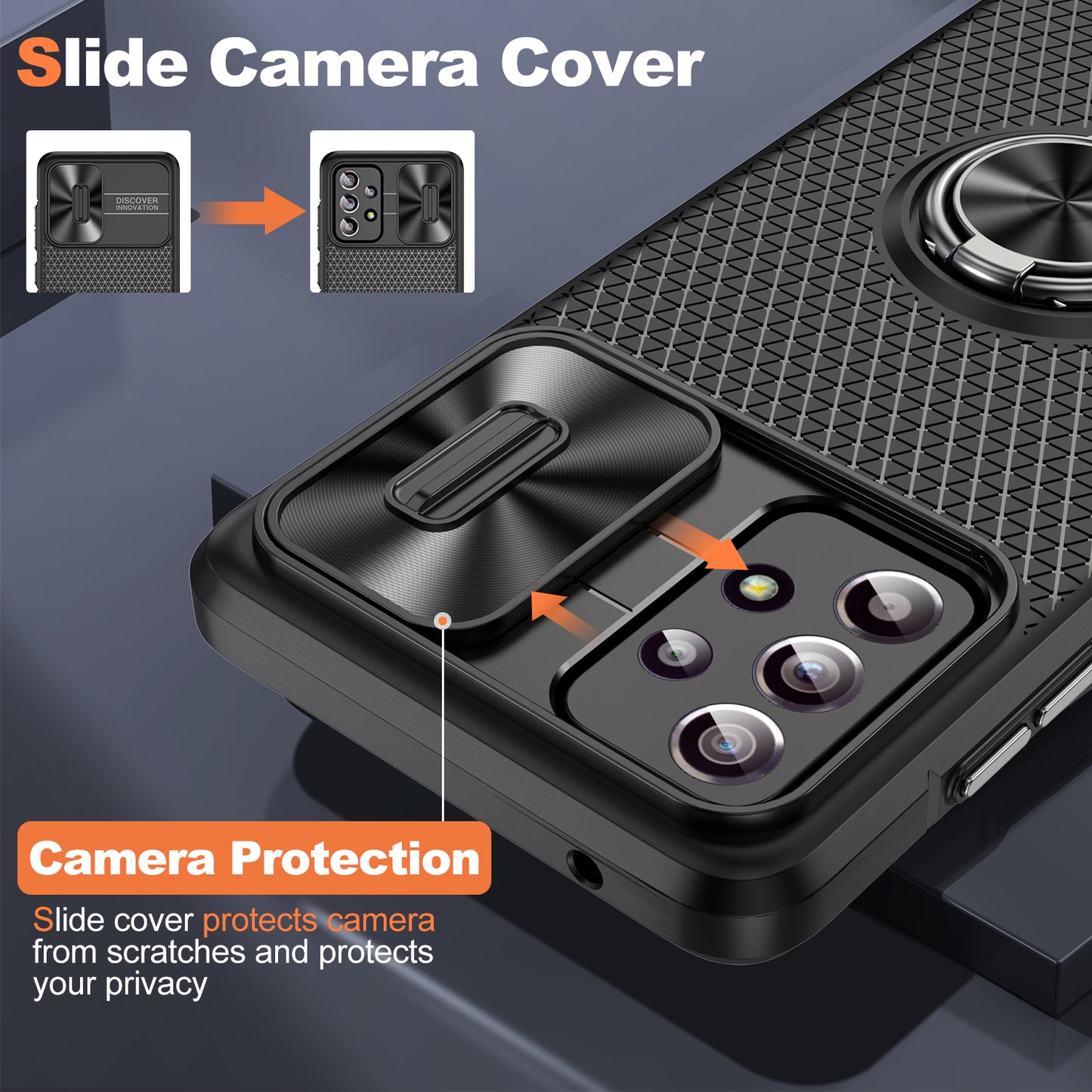 Phone Case for Samsung Galaxy S20 FE 4G / FE 5G / S20 Lite / S20 FE 2022 , Slide Lens Protection PC+TPU Kickstand Cover