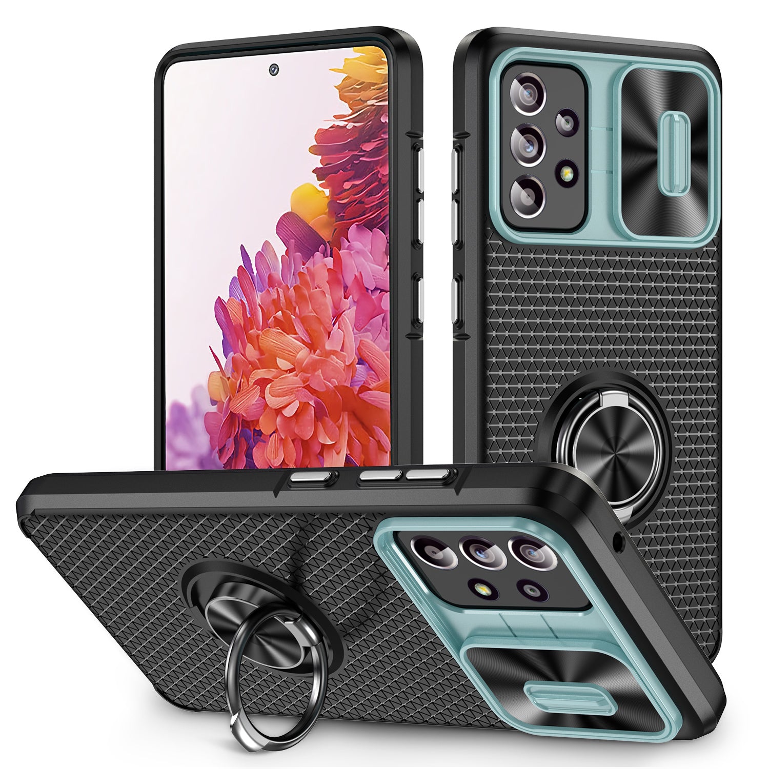 Phone Case for Samsung Galaxy S20 FE 4G / FE 5G / S20 Lite / S20 FE 2022 , Slide Lens Protection PC+TPU Kickstand Cover