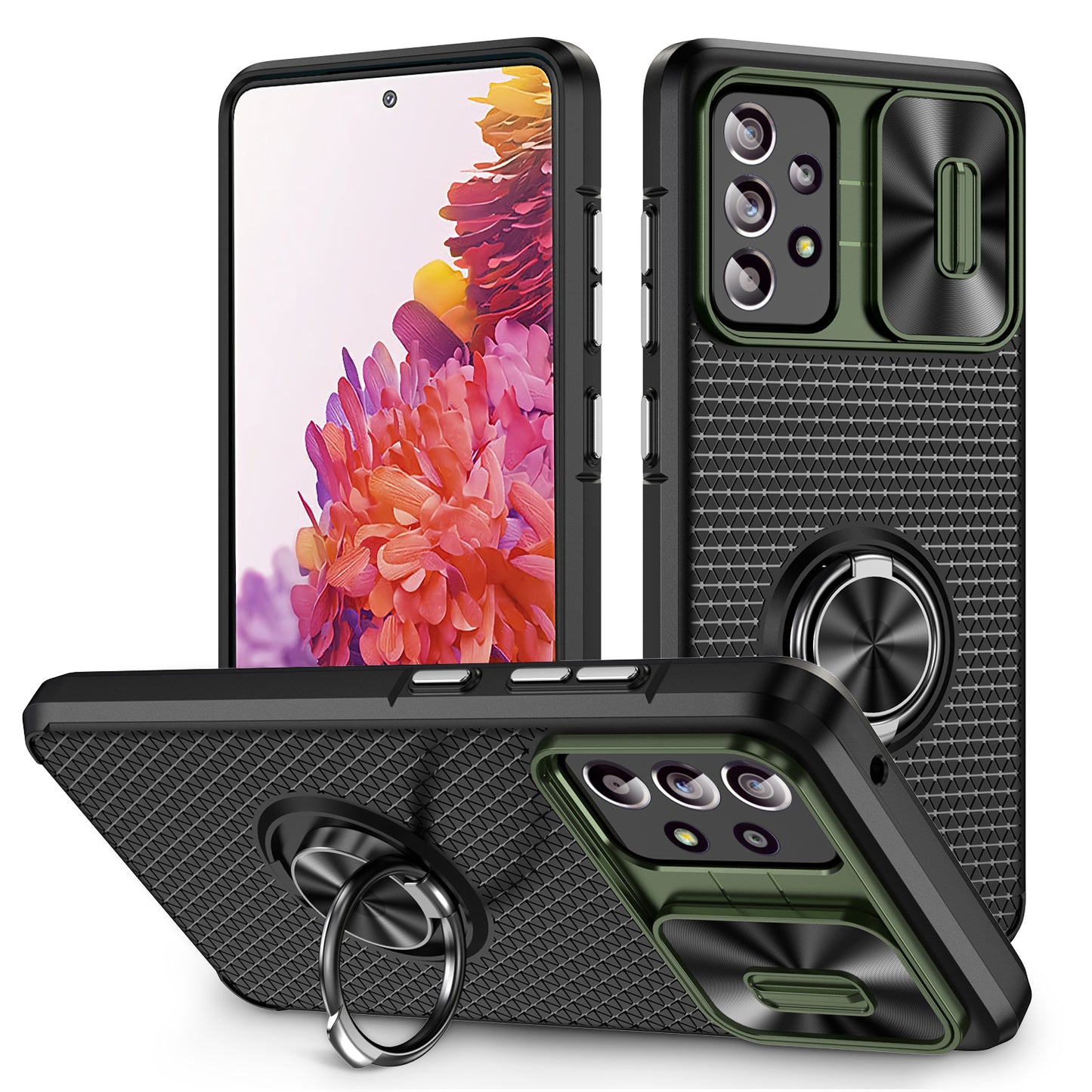 Phone Case for Samsung Galaxy S20 FE 4G / FE 5G / S20 Lite / S20 FE 2022 , Slide Lens Protection PC+TPU Kickstand Cover