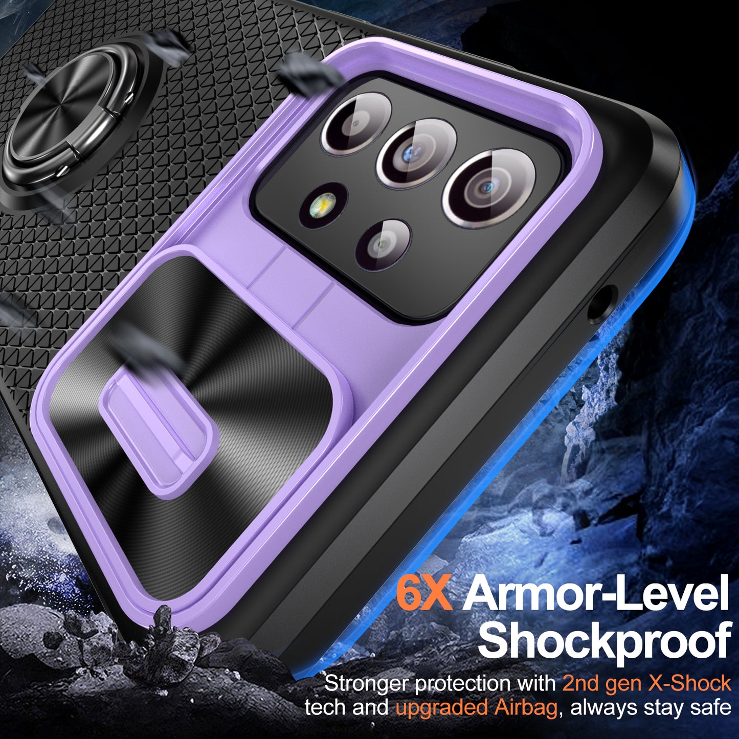 Phone Case for Samsung Galaxy S20 FE 4G / FE 5G / S20 Lite / S20 FE 2022 , Slide Lens Protection PC+TPU Kickstand Cover