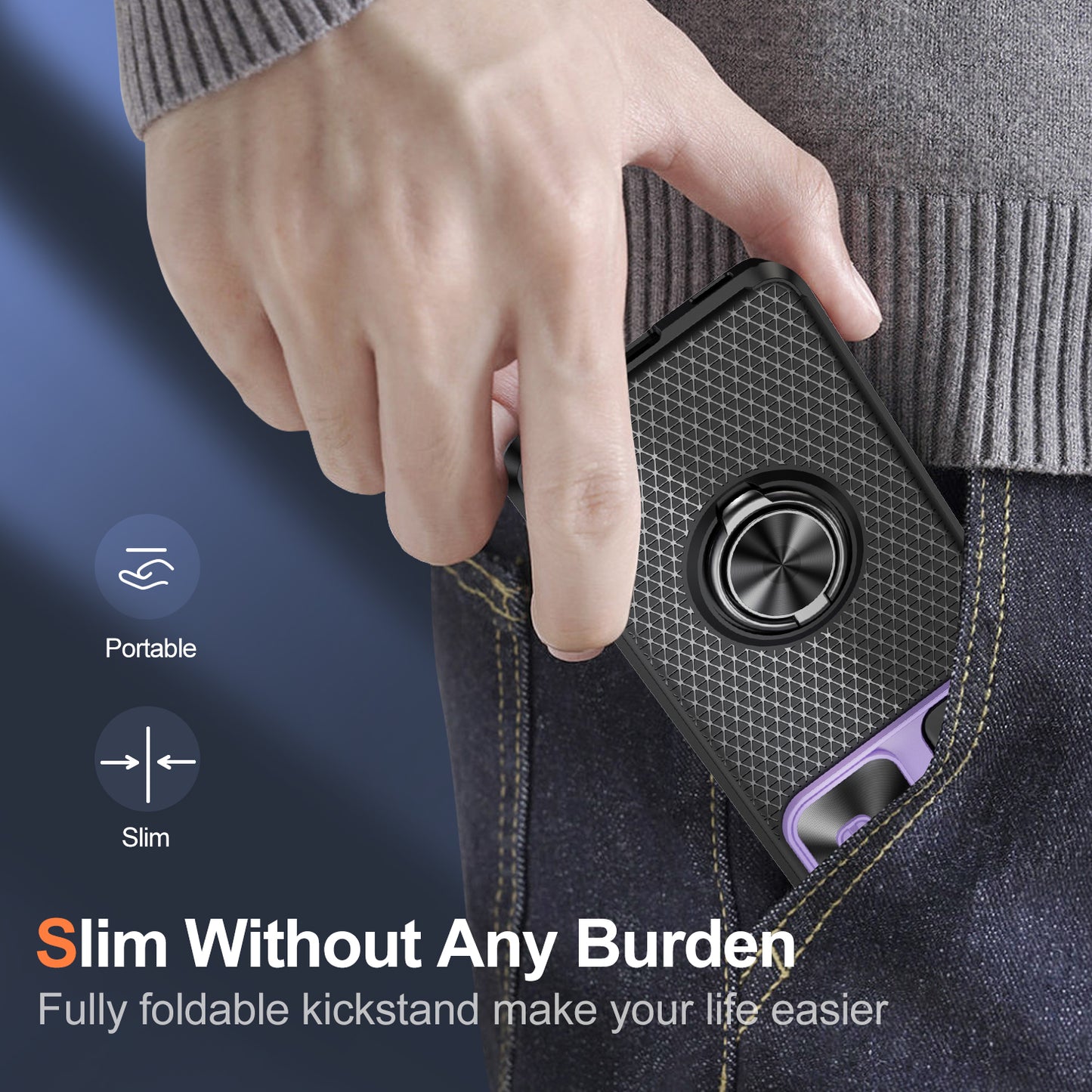 Phone Case for Samsung Galaxy S20 FE 4G / FE 5G / S20 Lite / S20 FE 2022 , Slide Lens Protection PC+TPU Kickstand Cover