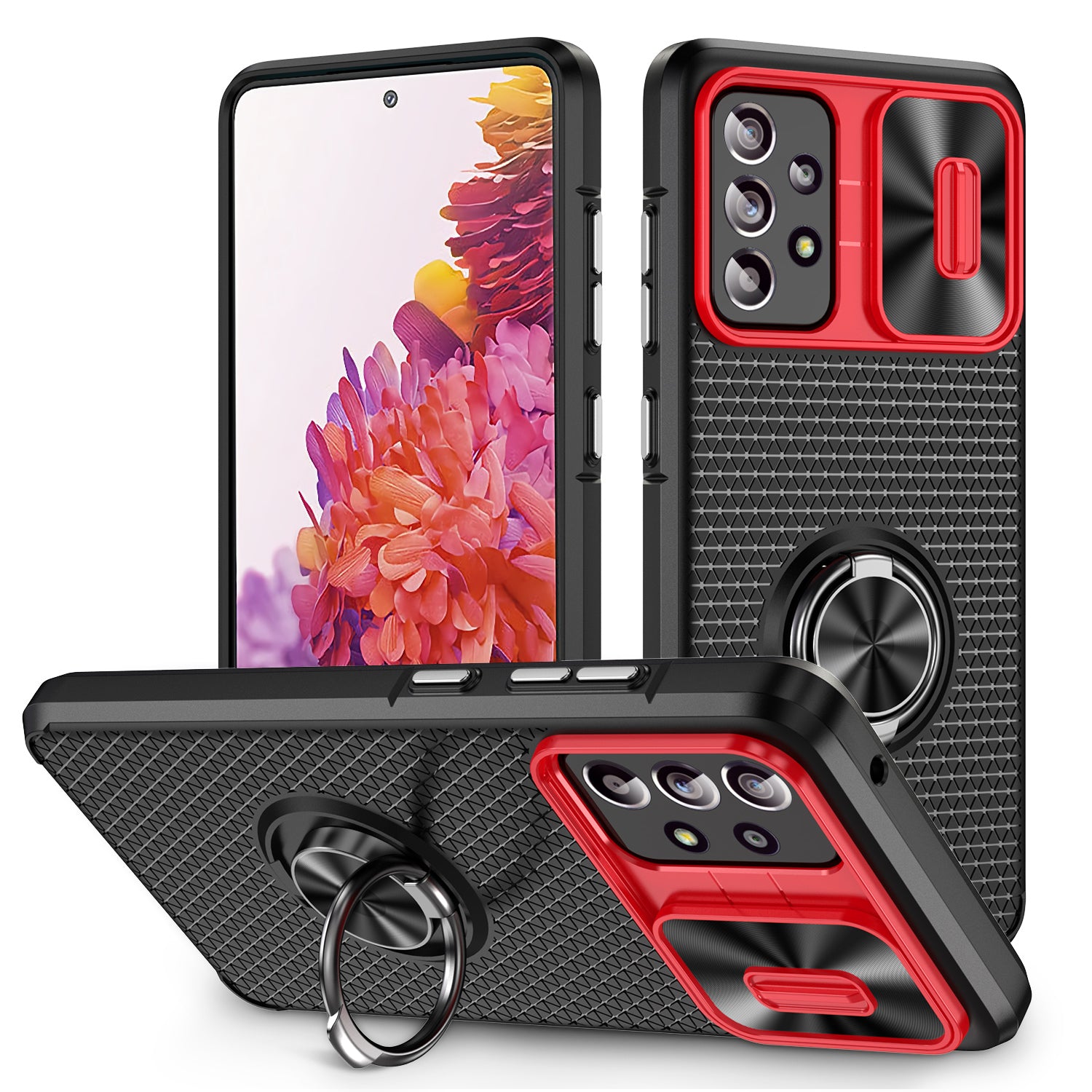 Phone Case for Samsung Galaxy S20 FE 4G / FE 5G / S20 Lite / S20 FE 2022 , Slide Lens Protection PC+TPU Kickstand Cover