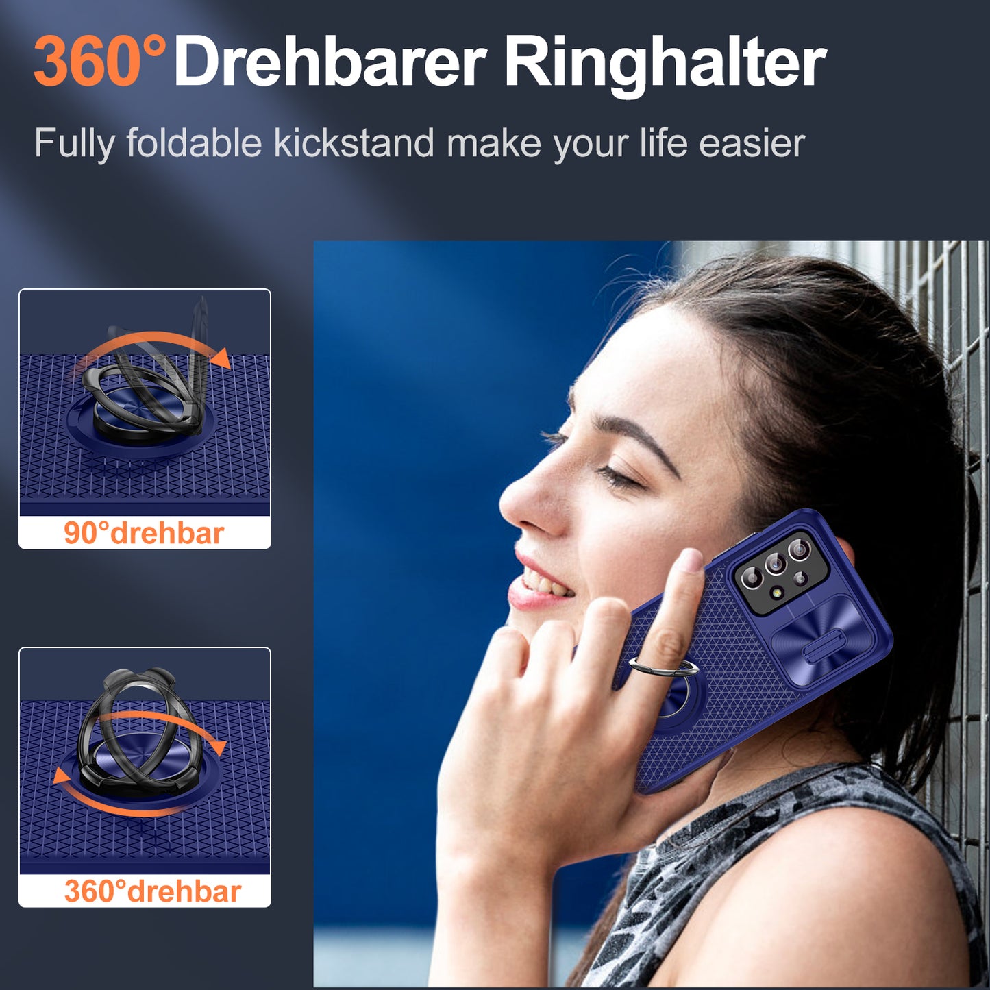 Phone Case for Samsung Galaxy S20 FE 4G / FE 5G / S20 Lite / S20 FE 2022 , Slide Lens Protection PC+TPU Kickstand Cover