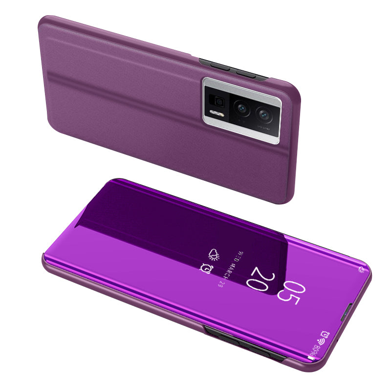 Mirror Surface Case for Xiaomi Redmi K60 5G / K60 Pro 5G / Poco F5 Pro 5G View Window Electroplating Leather Phone Cover