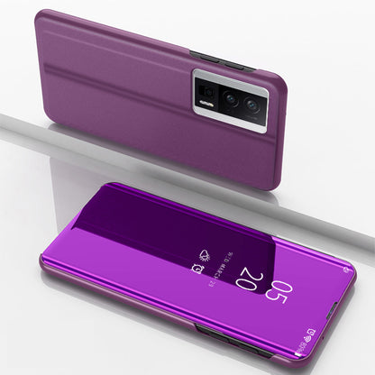 Mirror Surface Case for Xiaomi Redmi K60 5G / K60 Pro 5G / Poco F5 Pro 5G View Window Electroplating Leather Phone Cover