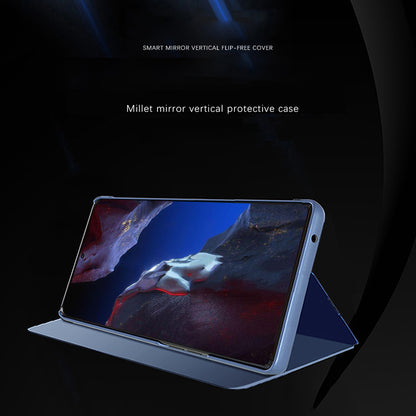 Mirror Surface Case for Xiaomi Redmi K60 5G / K60 Pro 5G / Poco F5 Pro 5G View Window Electroplating Leather Phone Cover