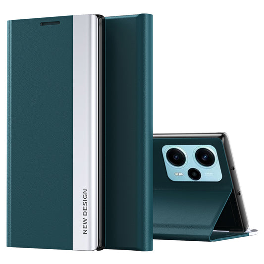 For Xiaomi Poco F5 5G / Redmi Note 12 Turbo PU Leather Flip Cover Electroplating Anti-Scratch Phone Case with Stand