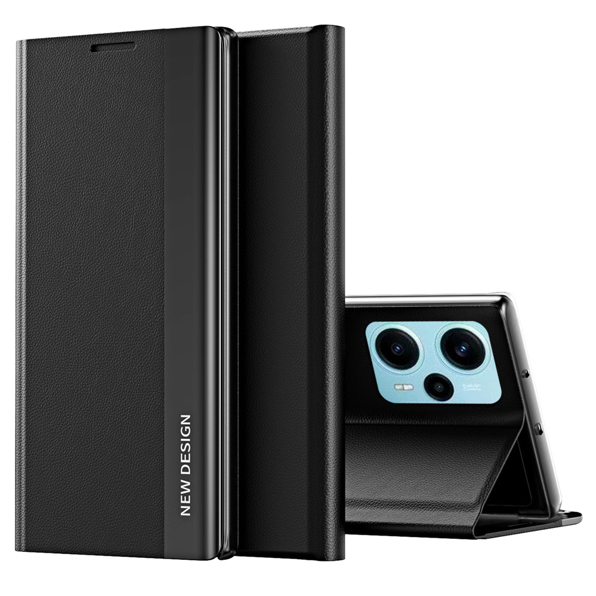 For Xiaomi Poco F5 5G / Redmi Note 12 Turbo PU Leather Flip Cover Electroplating Anti-Scratch Phone Case with Stand