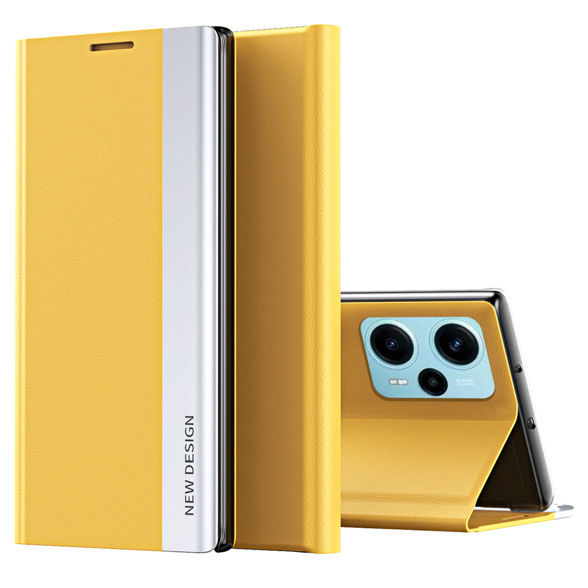 For Xiaomi Poco F5 5G / Redmi Note 12 Turbo PU Leather Flip Cover Electroplating Anti-Scratch Phone Case with Stand