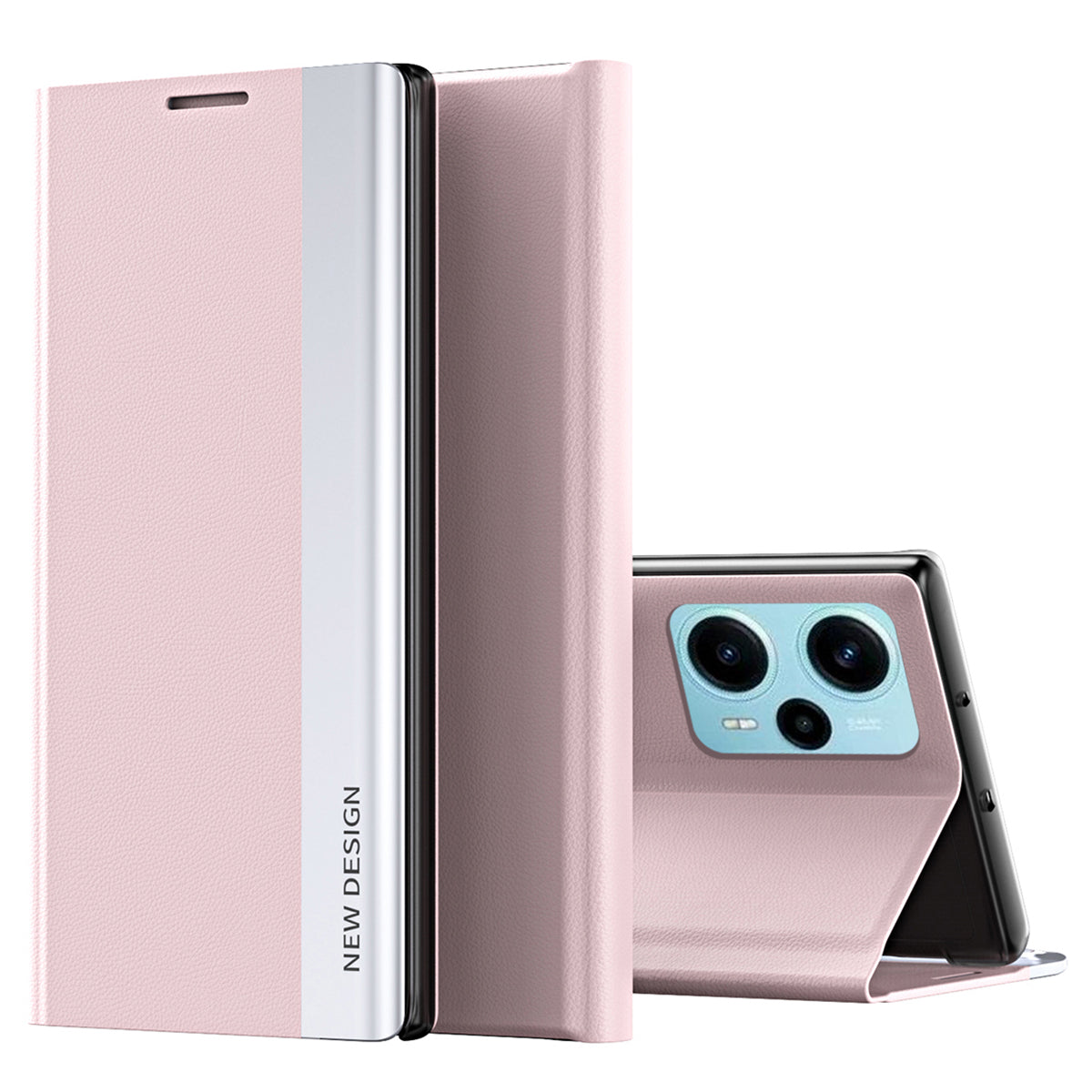 For Xiaomi Poco F5 5G / Redmi Note 12 Turbo PU Leather Flip Cover Electroplating Anti-Scratch Phone Case with Stand