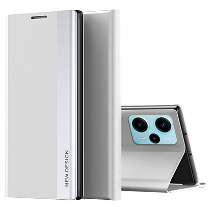 For Xiaomi Poco F5 5G / Redmi Note 12 Turbo PU Leather Flip Cover Electroplating Anti-Scratch Phone Case with Stand