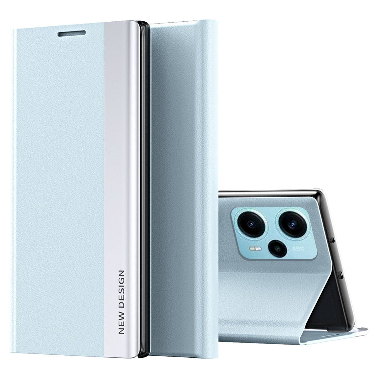 For Xiaomi Poco F5 5G / Redmi Note 12 Turbo PU Leather Flip Cover Electroplating Anti-Scratch Phone Case with Stand