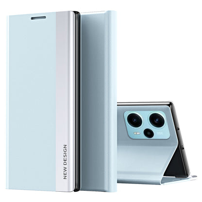 For Xiaomi Poco F5 5G / Redmi Note 12 Turbo PU Leather Flip Cover Electroplating Anti-Scratch Phone Case with Stand