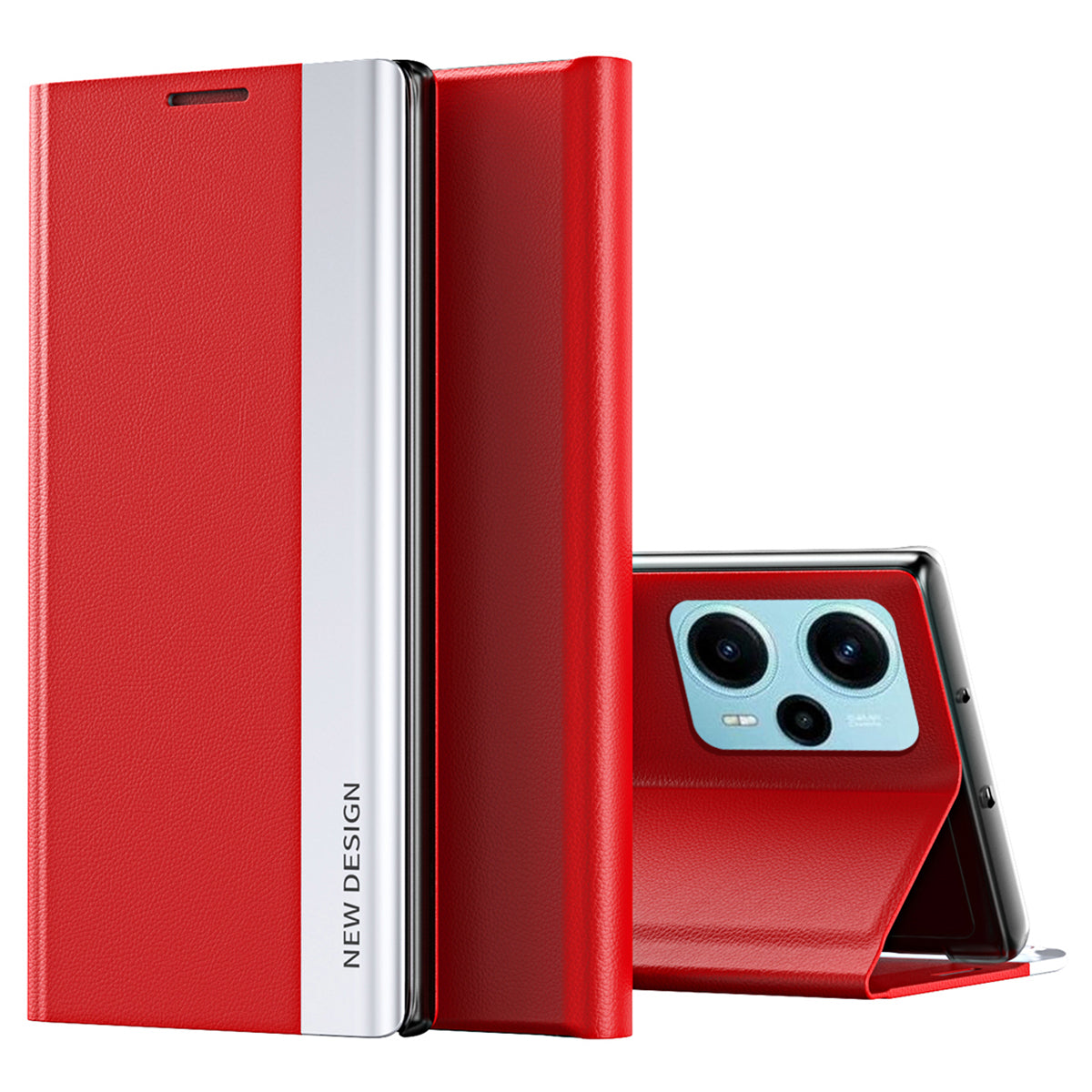 For Xiaomi Poco F5 5G / Redmi Note 12 Turbo PU Leather Flip Cover Electroplating Anti-Scratch Phone Case with Stand