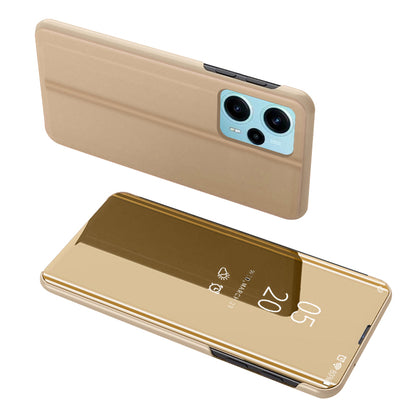 For Xiaomi Poco F5 5G / Redmi Note 12 Turbo Electroplating Phone Case View Window Mirror Surface Leather Phone Cover