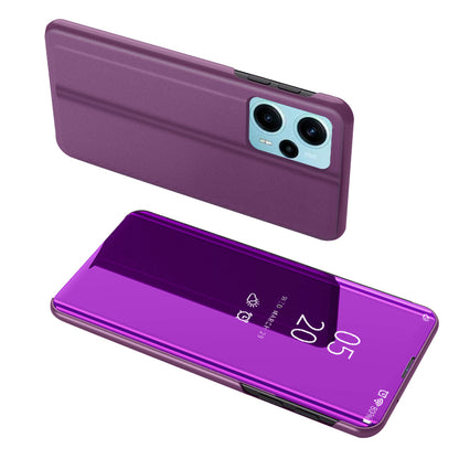 For Xiaomi Poco F5 5G / Redmi Note 12 Turbo Electroplating Phone Case View Window Mirror Surface Leather Phone Cover