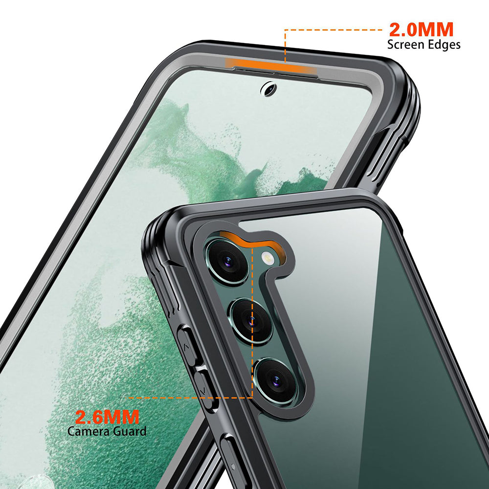 Transparent Case for Samsung Galaxy S23+ , PC + TPU Anti-drop Phone Cover with PET Screen Protector